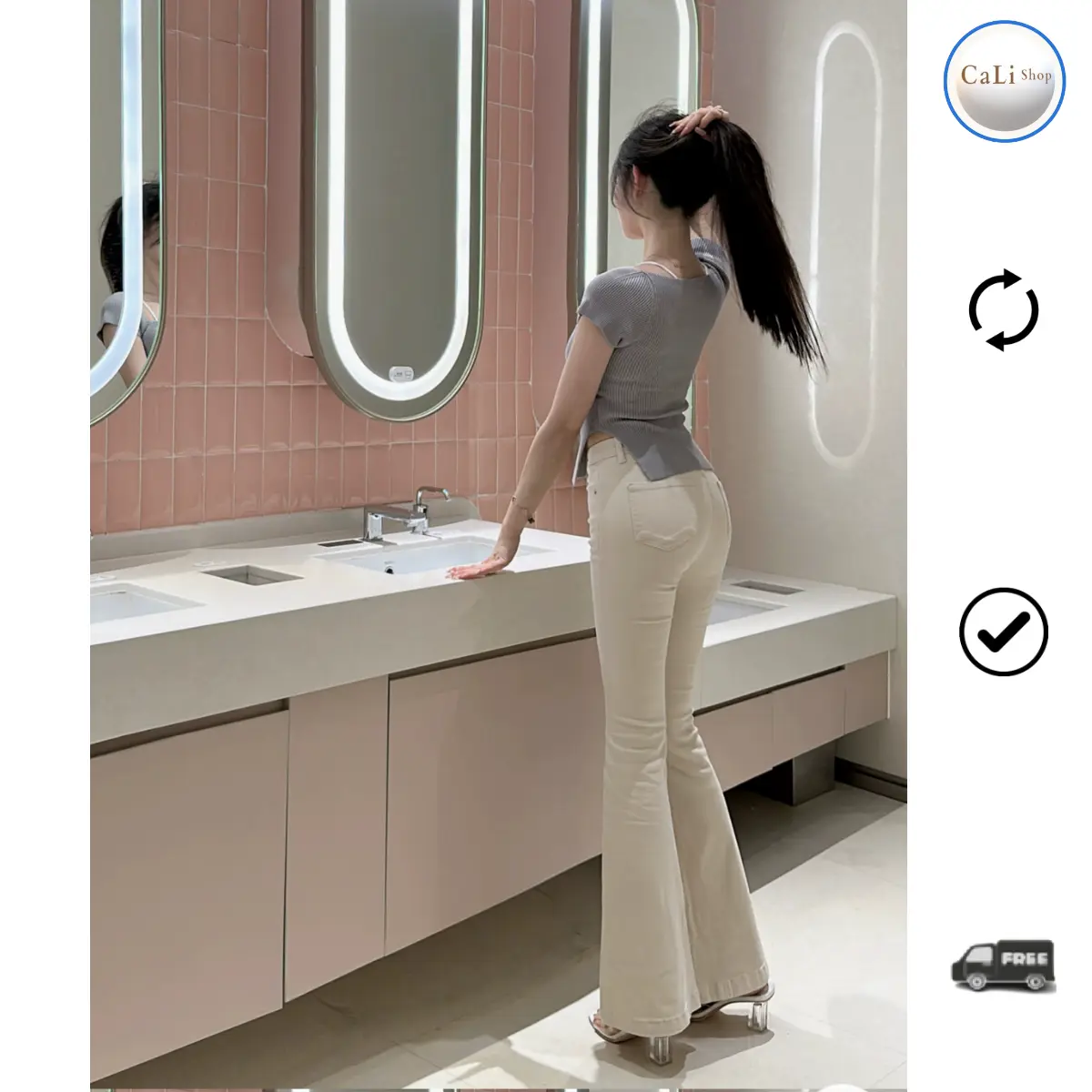 Quần jean kaki loe dáng dài 99cm-102cm | BigBuy360 - bigbuy360.vn