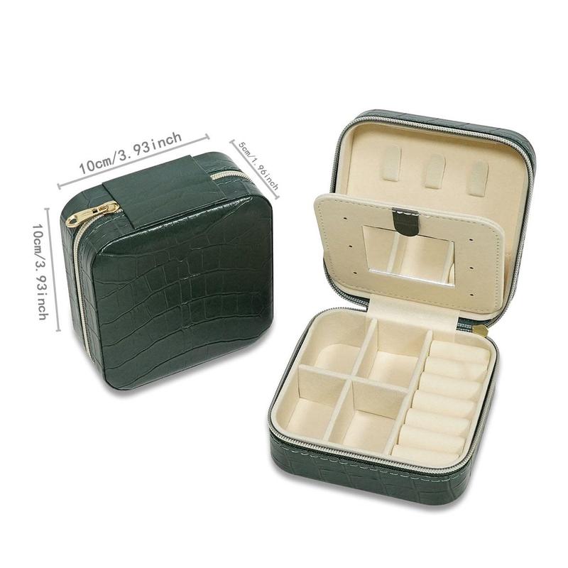 Jewelry Storage Box, 1 Count Vintage Style Organizer with Removable Partitions & Mirror, Jewelry Box for Ring Earrings Bracelet Necklace 1