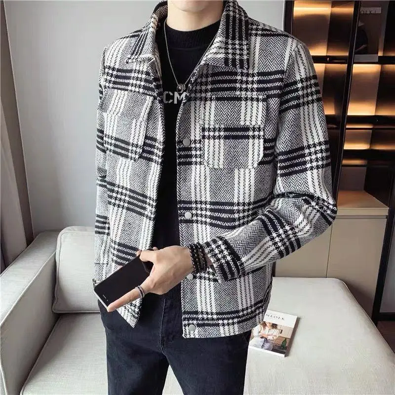 Áo Khoác Kẻ Sọc, Phong Cách Cổ Điển, Dành Cho Nam Giới, Mùa Thu Và Mùa Đông, Hàng Mới Về 2024, Áo Khoác Nam, Thời Trang Phong Cách Hàn Quốc, Ve Áo, Áo Khoác Thường Ngày 6