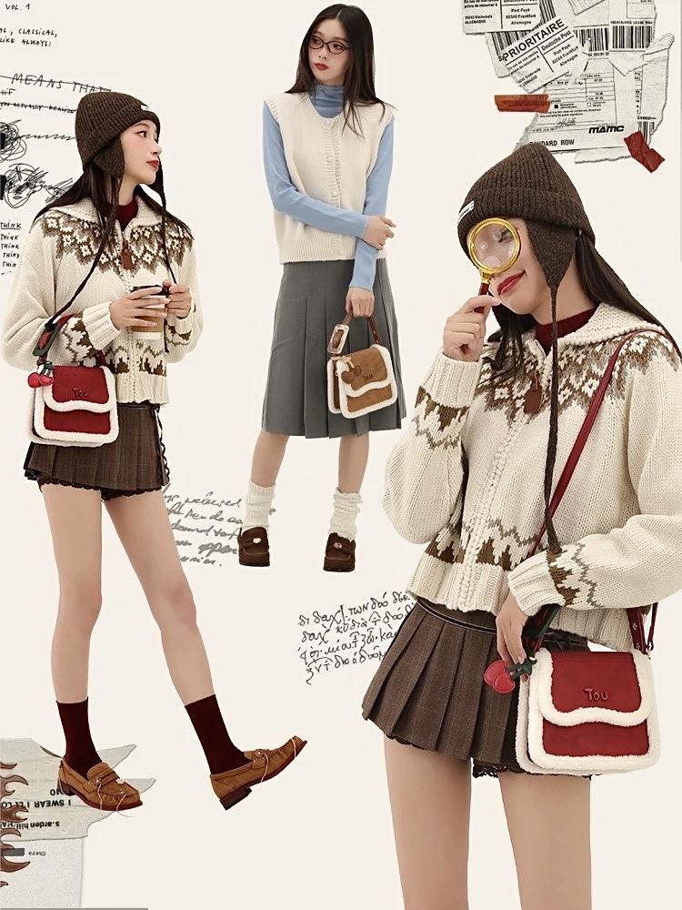 Product Introduction of yixiaaa Túi toutou đéo chéo kèm charm cherry phiên bản mùa đông -TT12 5