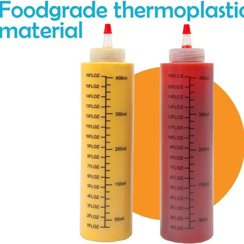Product Introduction of Sauce Squeeze Bottle Plastic Pointed Salah Dressing Condiment Squeeze Bottles with Red Lid Mustard Dispensers Kitchen Supply 23