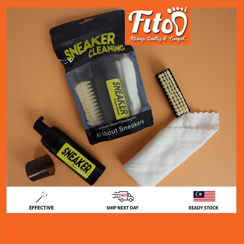 Fitoo Soft Brush Sneaker Shoe Cleaning kit 3 In 1 Value Set (Light Dirt only) Brush Sneaker Shampoo & Cloth Pembersih Kasut Safety