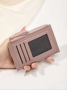 Cartera de mujer de color sólido con cierre, monedero a la moda para uso diario, cartera casual, moderna y versátil de alta calidad para mujeres