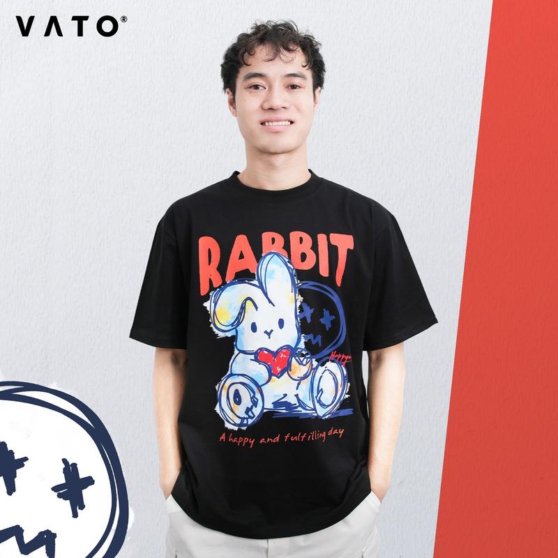 Áo thun VATO Rabbit - Áo phông nam,  nữ, áo thun cotton co giãn 2 chiều dáng suông, form rộng dễ mix match nhiều phong cách 3