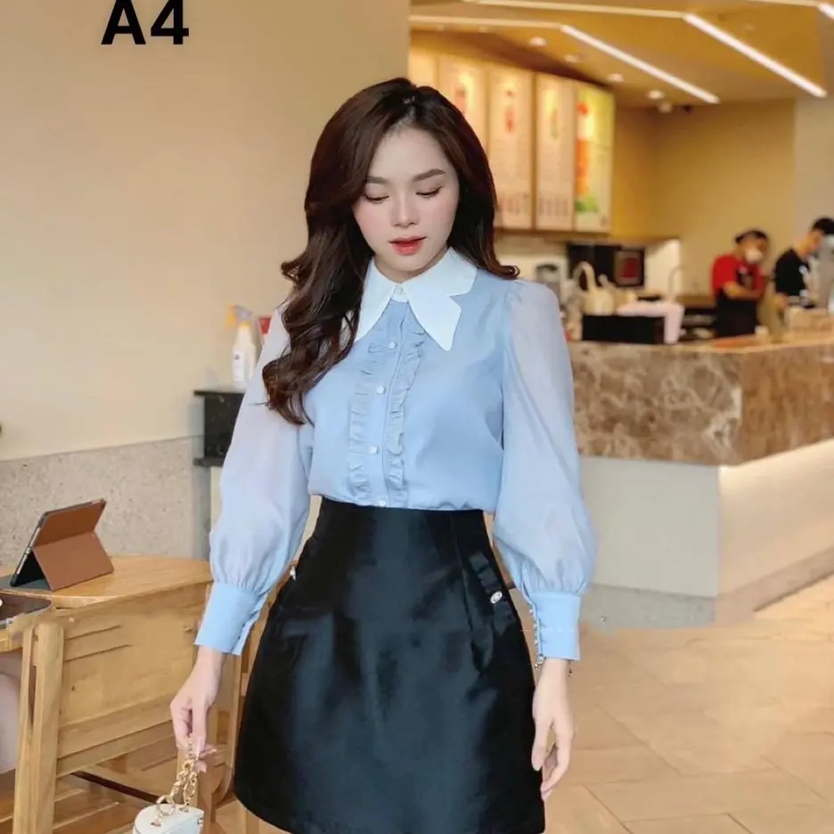 Áo Sơ Mi Tay Voan cổ cánh tiên trắng dễ thương thời trang công sở Khả My Store