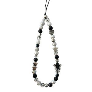 Pesona Telefon, Bintang Ais Korea, Lanyard Telefon Manik Hitam, Tali Kamera Estetik, Rantai Kunci Anti Kehilangan, Aksesori Gadis Sejuk Y2K, TikTok Viral! Charms Phone keychain  f1  e  money