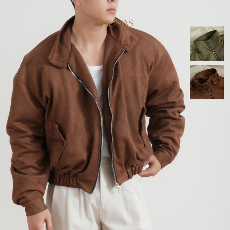 Áo Khoác Nam Da Lộn Cao Cấp THOMAS Wilson Suede Jacket Cổ Trụ Chính Hãng Thomas Stu AD02