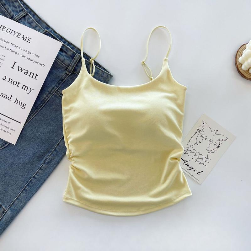 Product Introduction of [ 86k People Collection] Pure Desire Sweet and Spicy Camisole for Women, Inner Wear and Outer Wear, Beautiful Back Strap, Chest Pad, Ruched Design, Slim Fit, Flattering Top for Women 29
