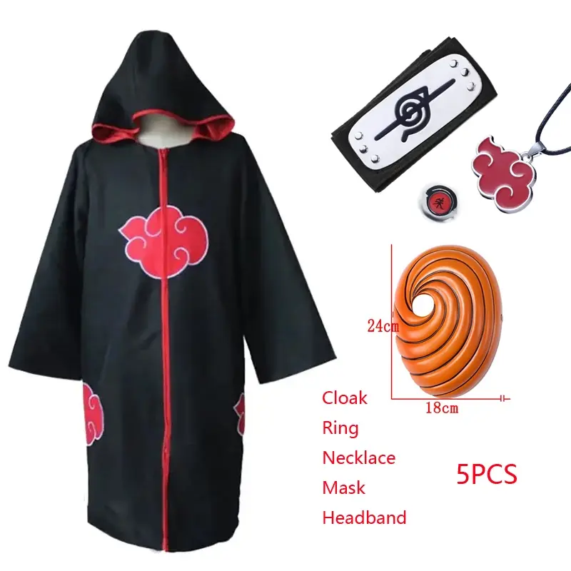 Trang Phục Akatsuki, Trang Phục Hóa Trang Anime, Áo Choàng, Cổ Chân Đế Áo Gió Có Mũ Trùm Đầu, Áo Gió, Băng Đô Vòng 4