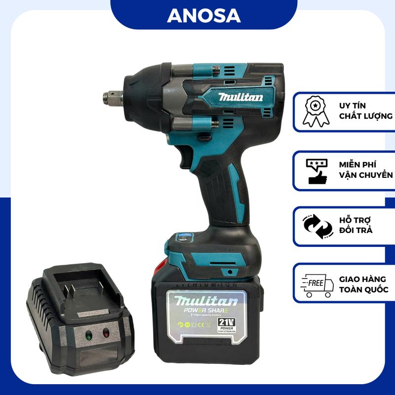 [HQD] Bộ Máy Siết Bulong Mulitan A900 700n.m 1Pin 20Cell Sạc, Lực Siết 700N.m, Chân Pin Phổ Thông