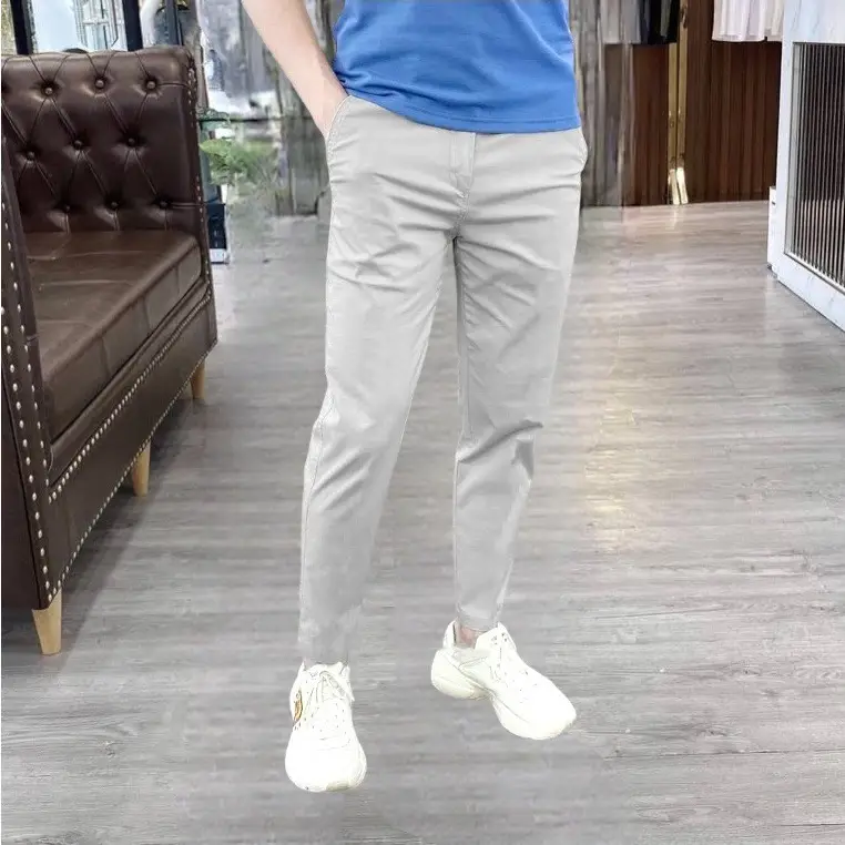 QUẦN DÀI _KING FASHION KAKI CAO CẤP LƯNG THUN  DÂY  KHÓA KÉO ĐỒNG_ Menswear 8 Màu  Kem Màu Đen Nhung Tre Jean Có Túi Pants
