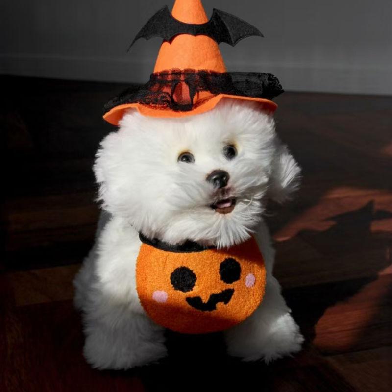 Product Introduction of Khăn Nước Két Cho Thú Cưng, Trang Phục Halloween, Đạo Cụ Halloween, Cà Vạt Co Giãn, Thích Hợp Cho Chó Và Mèo, Khăn Quàng cổ Bí Ngô, Thêu Hoạt Hình Ma Quái, Sản Phẩm khăn  tam 8