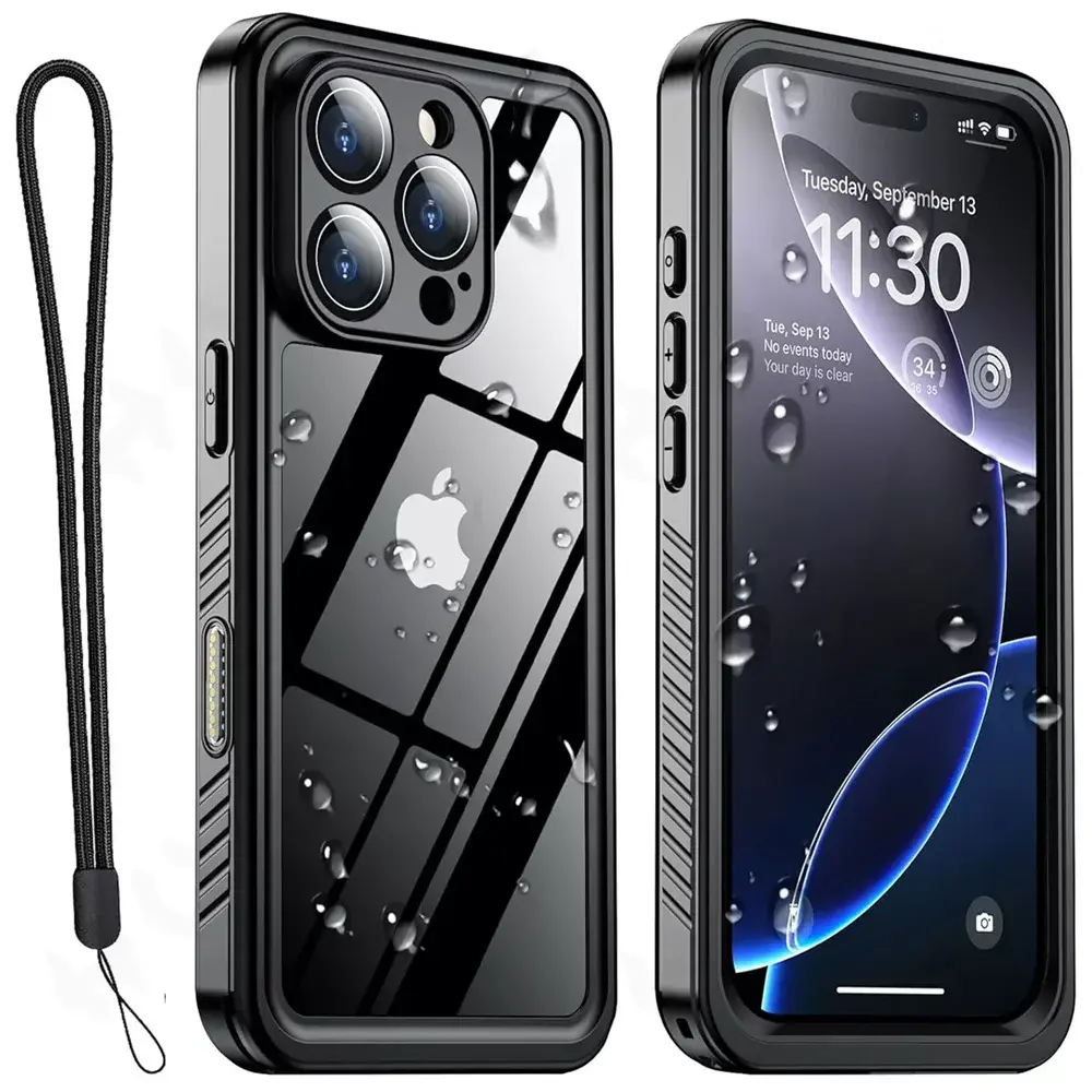 IP68 Waterproof Case For iPhone 16 15 14 13 12 11 Pro Max XR XS Plus Metal Aluminum Swimming Phone Luxury Underwater Cover