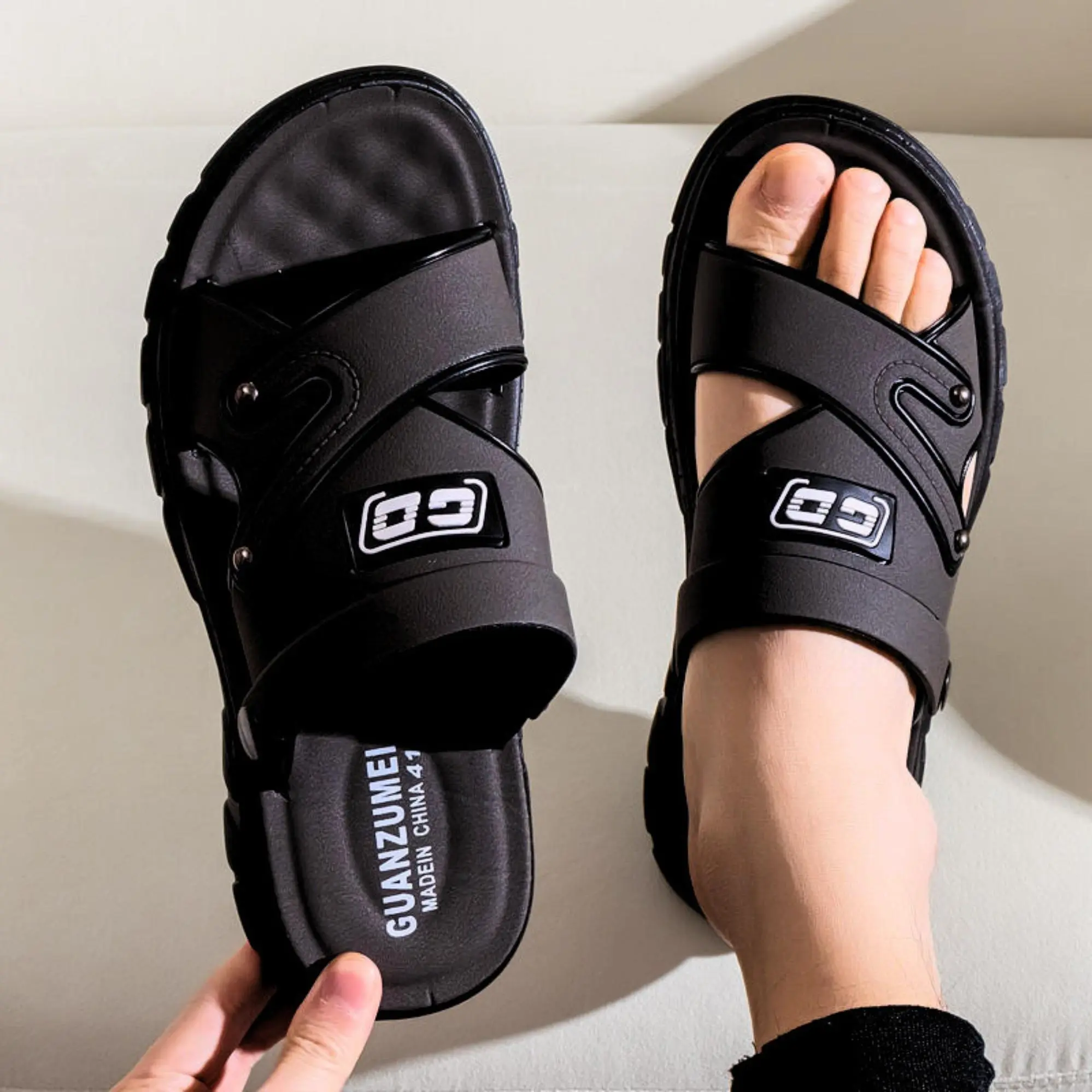 Sandal Kulit Pria / Sendal Cowok Kekinian