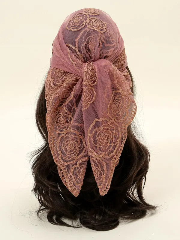 Spring Floral Mesh Scallop Design Bandana, Boho Style Scarf, Women's Scarf for All Seasons, Fashion Accessories for Women & Girls 8