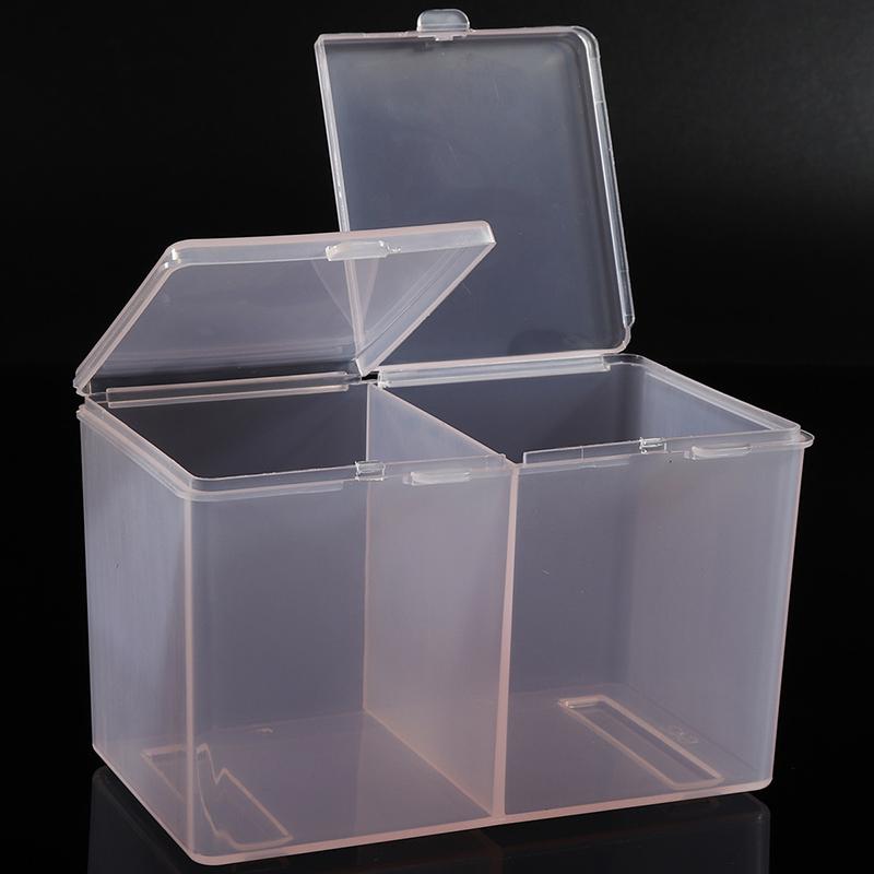 Product Introduction of 1Pc Nail Towel Storage Box Cotton Pad Independent Double Grid Nail Wash Towel Storage Box With Dust Proof Cover Nail Accessories 18