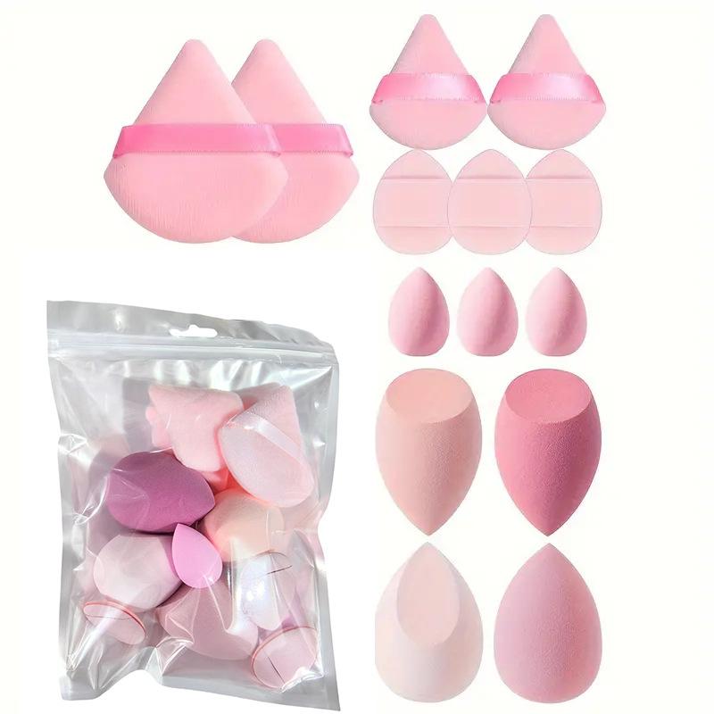 14PCs velvet powder puff & makeup sponge set-skin-friendly, dual-use wet/dry blenders for flawless foundation application 7