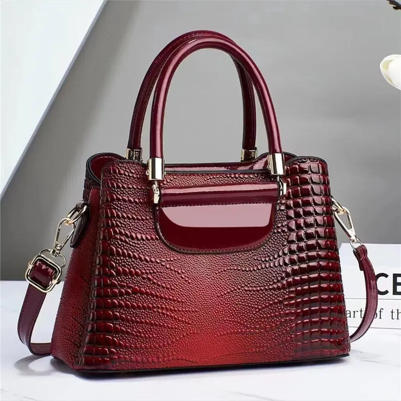 Tas Selempang Wanita  Kulit PU 460 Motif Croco Leads Fashion Hitam Cokelat Navy Tas Korean Style Tas Kerja Wanita Tas Tangan Murah 2