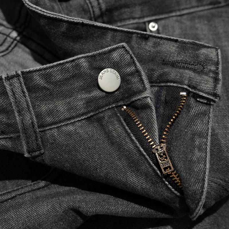 Quần Baggy Jean Nữ  Lưng Cao Không Co Giãn Rách Gối Kiểu Cá Tính Denim 8