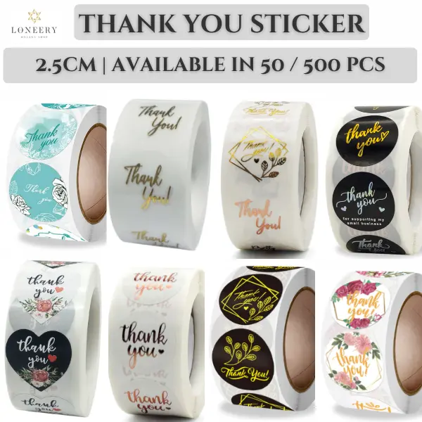 Thank You Sticker 25mm [50 pcs or 500 pcs] | Transparent Label | Stiker Terima Kasih | Seal Label | Appreciation Label
