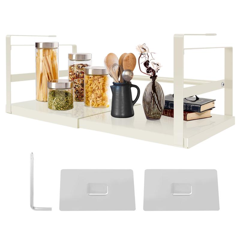 Product Introduction of Expandable Under Shelf Storage Carbon Steel Under Shelf Basket Hanging Under Shelf Organizer Slide in Under Cabinet Shelf for Pantry Cabinet Laundry Room c05Pp 40