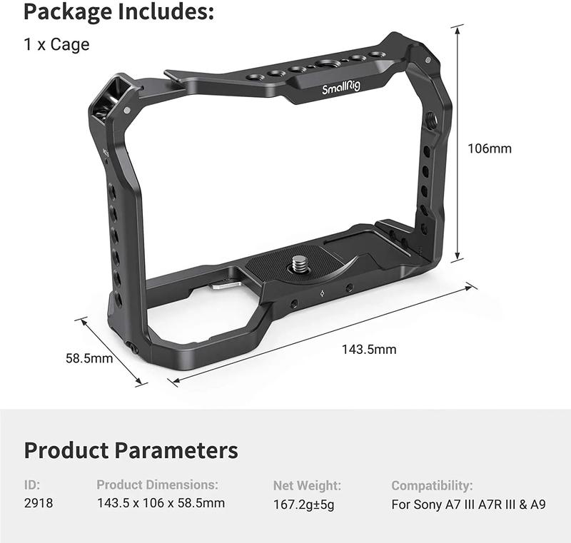 Product Introduction of DSLR, SmallRig, untuk Sony A73, A7M3, A7R3, Cage Kamera Cahaya A7III, Rig Kamera A9, dengan Lekap Kasut Sejuk, Kit Kamera, 2918 27