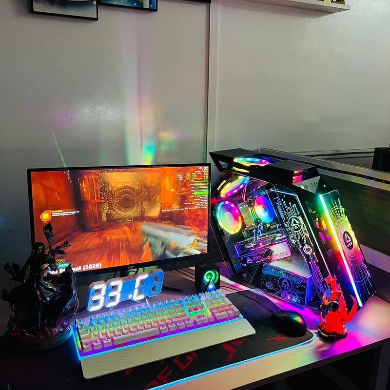 PC GAMING MÁY TÍNH CHƠI GAME i3 9100F / H110 / 8G DDR4 3200 / GTX 750 / Màn 22 75hz Màu đen trắng hồng Windows