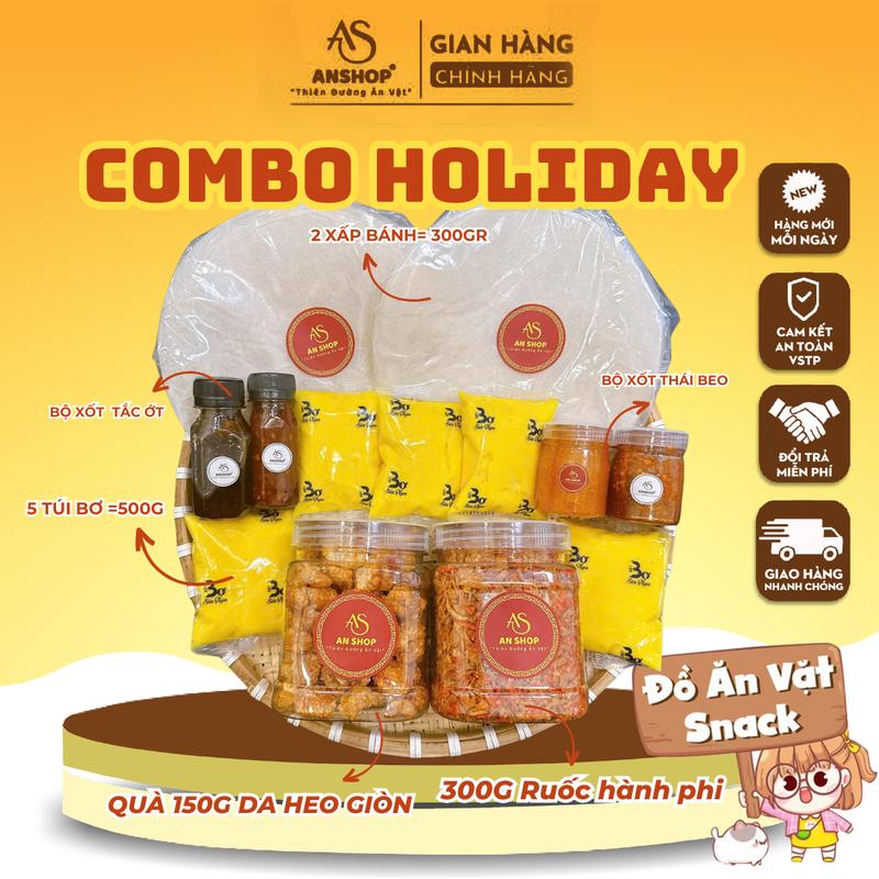   COMBO HOLIDAY AN SHOP BÁNH TRÁNG PHƠI SƯƠNG-TÓP MỠ Đồ Ăn Vặt Snacks  Food 