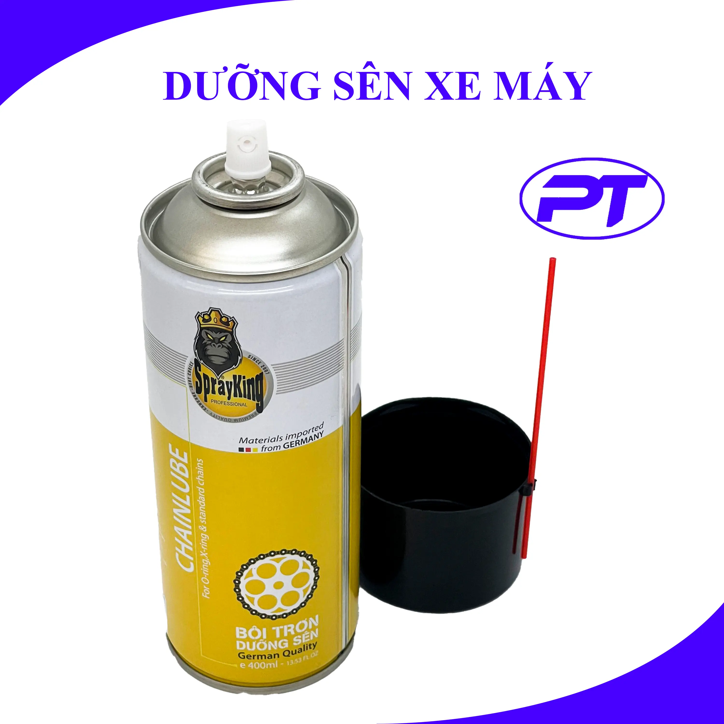 Chai dưỡng sên chống văng tốt, chai xịt dưỡng sên xe máy Spayking 400ML, êm sên, ít bám bụi đất, ít văng