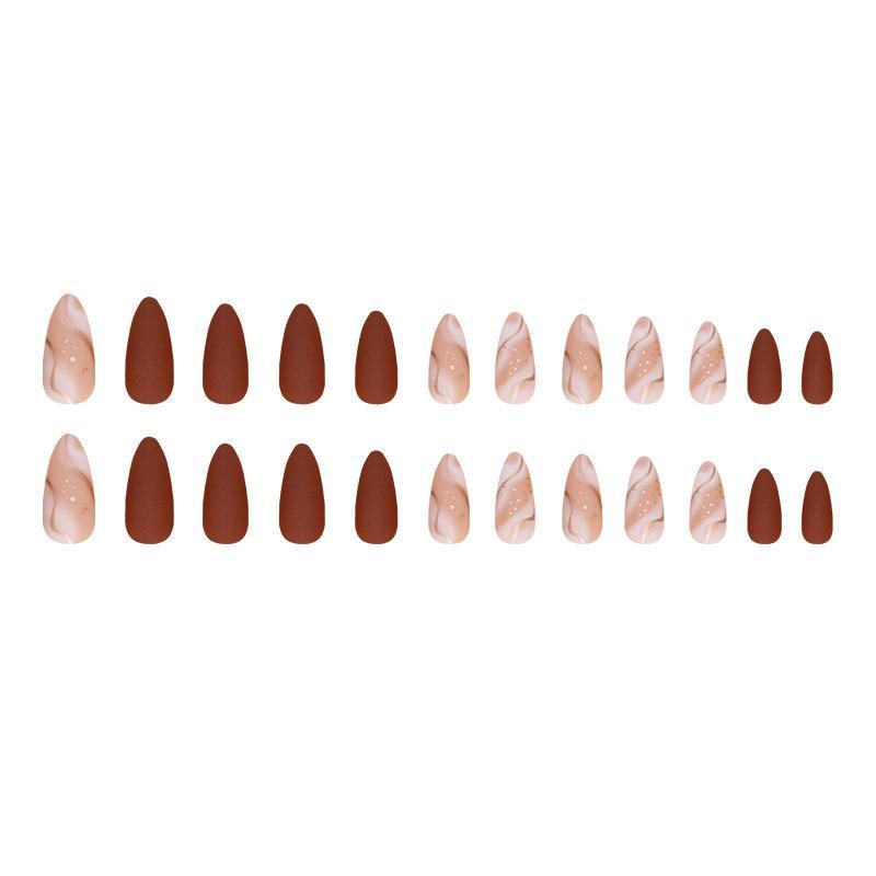 Line Pattern Long Fake Nail, 24pcs Press on False Nail for Women & Girls, Removable Nail Art Artificial Full Cover, Women Girls DIY Manicure, Christmas Gift 4