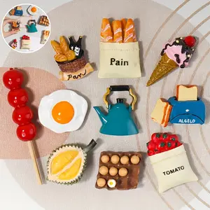 Magnet Tempelan Kulkas 3D /Kartun Makanan Magnet Kulkas/ Dekorasi Magnet Kulkas Bentuk/Pajangan Kue Roti Pastry Aesthetic