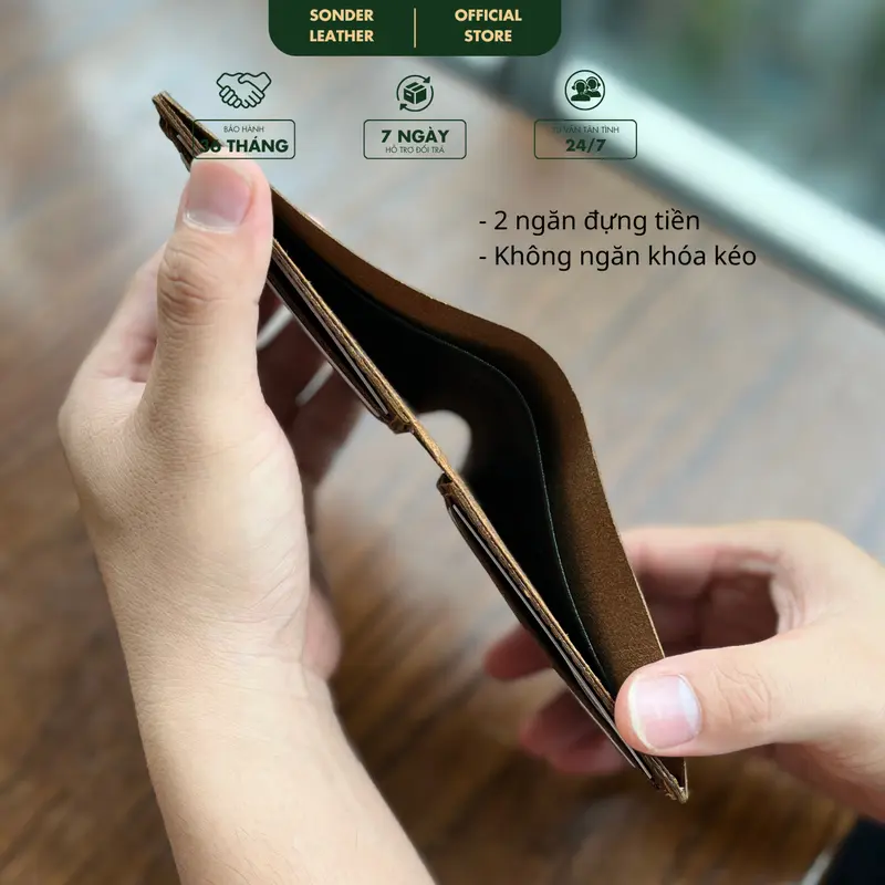 Ví da bò thật mini nhỏ gọn Ryan 3