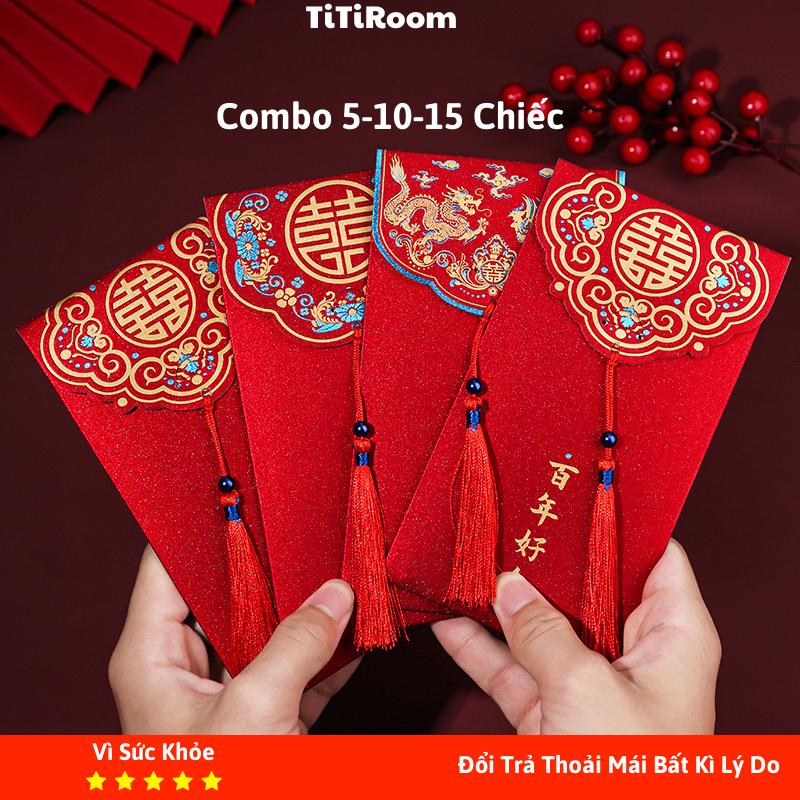 Bao lì xì đỏ tết bê tráp ăn hỏi Combo 5-10 bao mừng tuổi năm mới ,Bao lì xì đám cưới hỏi dễ thương cao cấp sang trọng may mắn TiTiRoom