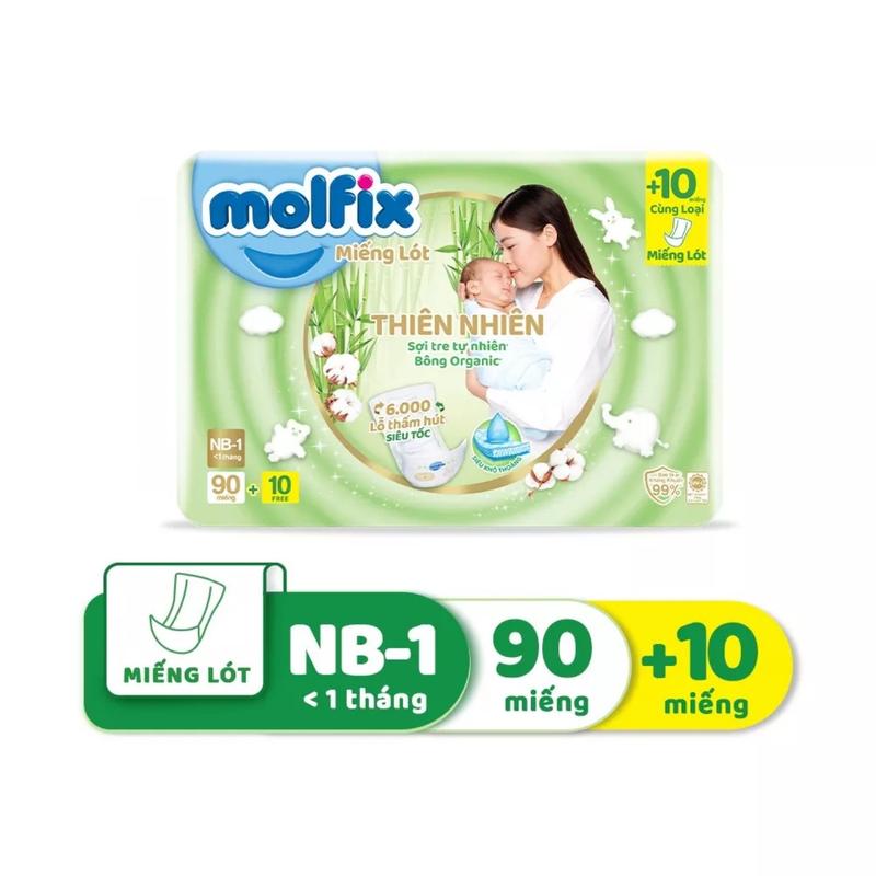 Miếng lót sơ sinh Molfix (có thể dùng thay thế bvs)-Size NB1-100 miếng Bỉm Cho Bé