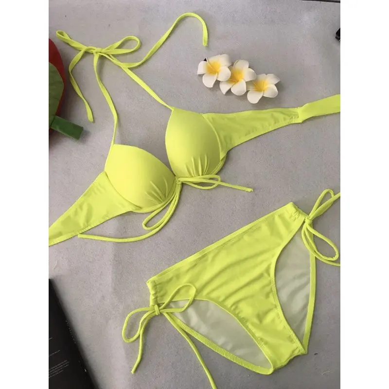 BIKINI 2 mảnh gọng nâng ngực ,quần ship luồn dây tôn dáng Nhung Áo Women Kem 1