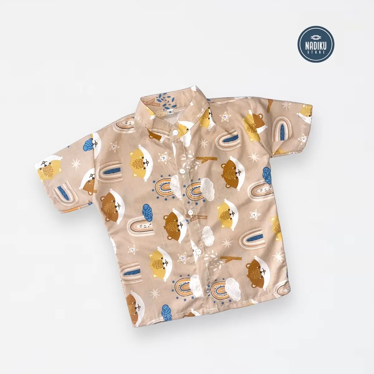 kemeja anak motif , kemeja anak katun premium, kerah sanghai, kemeja anak motif beruang, kemeja anak laki, kemeja anak perempuan, kemeja katun Baju