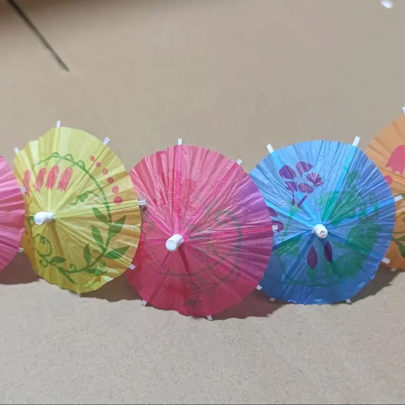 Disposable Cupcake Decoration, Disposable Umbrella Shape Fruit Sticks, Party Decoration Supplies for Home Kitchen Birthday Party 6