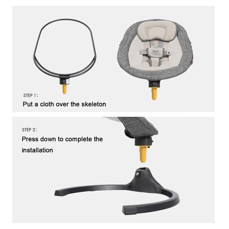Product Introduction of Ghế bập bênh điện cho bé nôi điện cho em bé sơ sinh có nhạc - Màu Xám Voi 38
