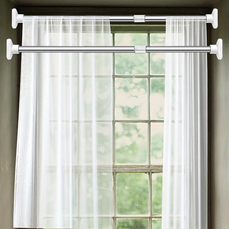 Telescopic Metal Closet Rod, 1 Count Durable Punch-free Curtains Rack, Multi-purpose Hanging Rack for Living Room, Laundry, Balcony, Bathroom Storage Organizer, Hangable 3