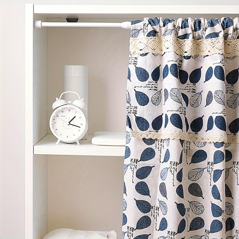 Product Introduction of 1 piece of non stamped telescopic rod, built-in spring fixed curtain rod, wall mounted towel rod, fixed decorative shower curtain curtains and door curtains, bathroom accessories 0