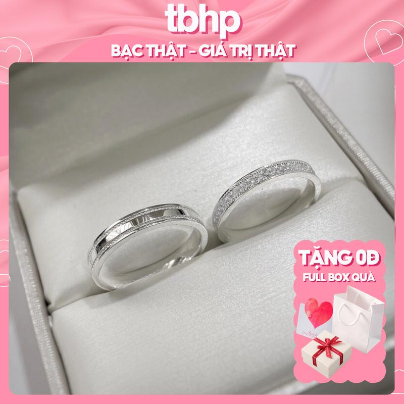 Nhẫn đôi bạc khắc tên TBHP chất liệu bạc 925 - Mã TSJC12