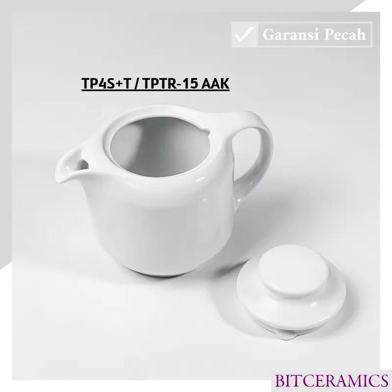 1PSG Teko Keramik 390ML Putih Polos By Indo Keramik / TP4S+T 1