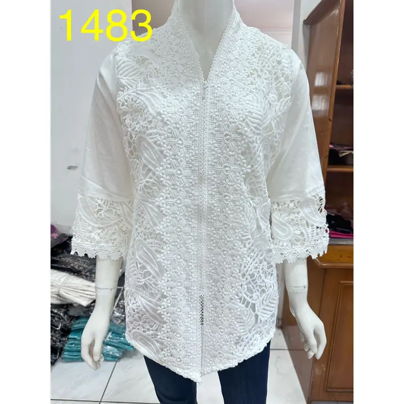 YUU - 1041 kebaya brukat full depan premiumkebaya alexuez brukat depan putih tulang / kebaya brukat / kebaya premium 1