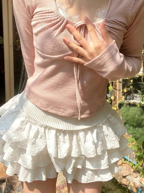 Product Introduction of Váy Bánh Ngọt Váy Culottes Vải Jacquard, Thực Hành Chính Hãng, Váy Nữ, Váy Xếp Nếp 4