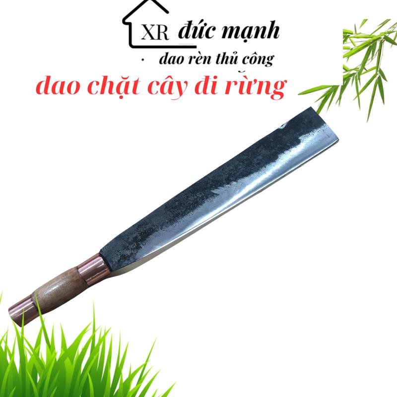 dao chặt củi đi rừng phát hoang ,chặt xương xườn ngan gà ,rèn từ nhíp xe sắc bén , rể mài ,cán nghiến khâu đồng, cây  rule  chặt  dừa 3
