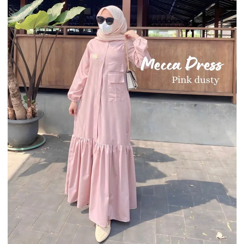Mecca dress busui resleting full depan bawah mekar tangan karet 6