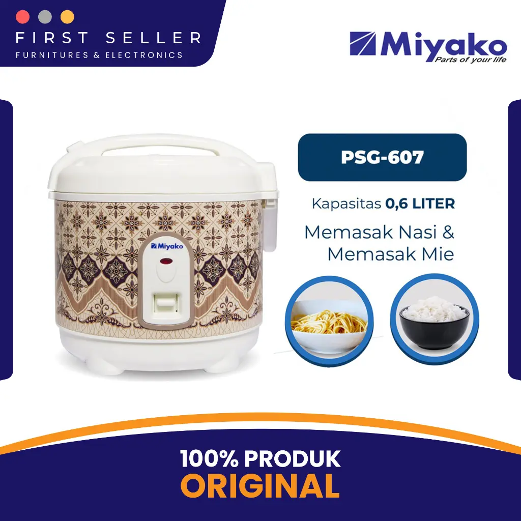 MIYAKO RICE COOKER PSG 607 GARANSI RESMI 0,6 LITER - BATIK