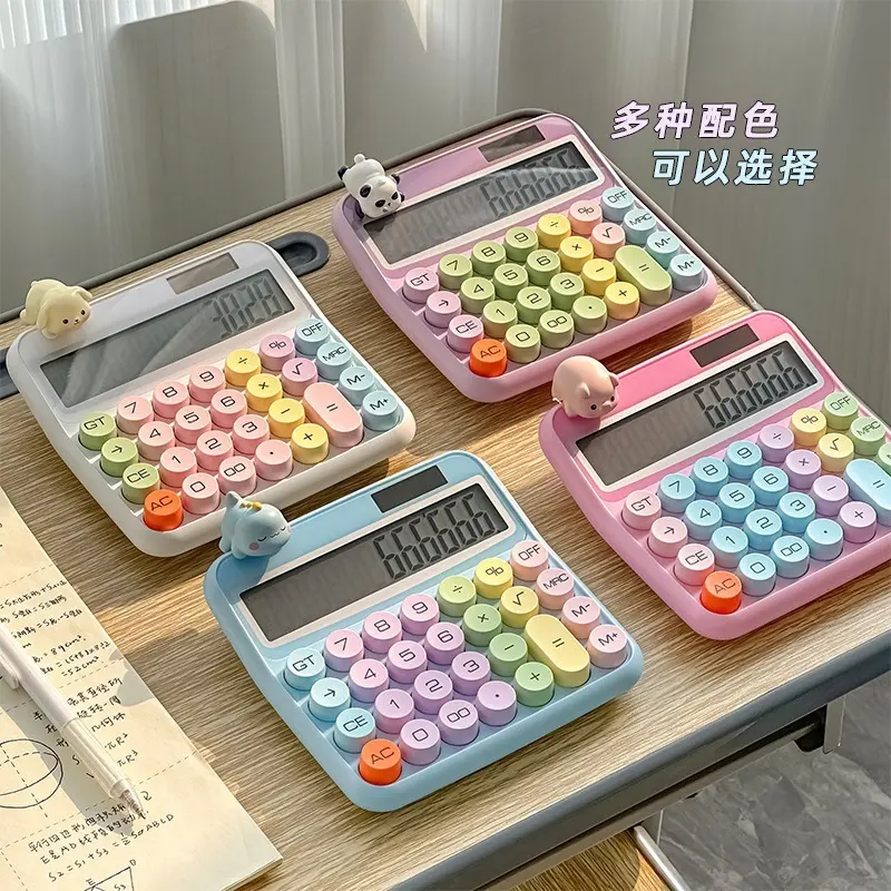 【IN STOCK】Candy Color Calculator 12 Digits Large Display Mechanical Dot Keyboard Big Button School&Office Stationery