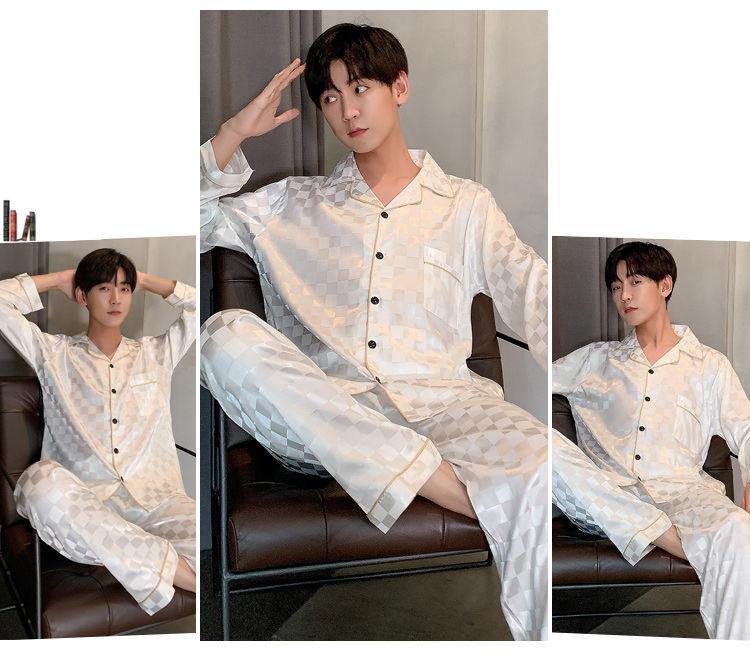 Product Introduction of Đồ Ngủ Nam, Bộ Sưu Tập Mùa Xuân Và Mùa Thu, Dài Tay, Chất Liệu Lụa Lạnh Mỏng Và Ngoại Cỡ, Cao Cấp, Chất Liệu Lụa Nhân Tạo, Thích Hợp Cho Mùa Xuân Và Mùa Thu, Ngoại Cỡ, Thích Hợp Cho Học Sinh, Bộ Đồ Mặc Nhà, Hàng Mới Về 2025 21