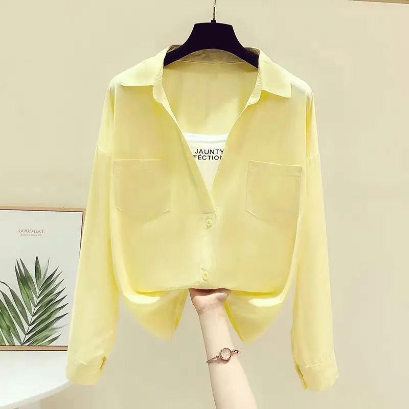 Design White Younger Shirt Long Sleeve Women's Spring and Autumn 2023 New Korean Style Loose False Two Pieces All-Matching Top 6